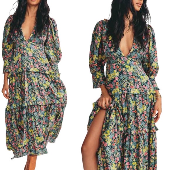 NWOT LOVESHACKFANCY LORENCIA FLORAL TIERED RUFFLE MAXI LONG SLEEVE DRESS SZ 6 - Picture 15 of 16